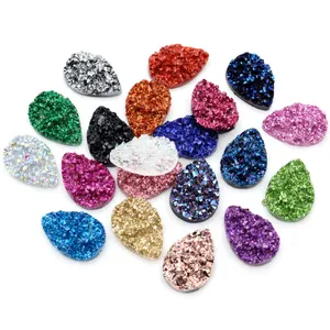 Cabochons colorés 10x14mm en résine druzy en forme de goutte pour la création de bijoux