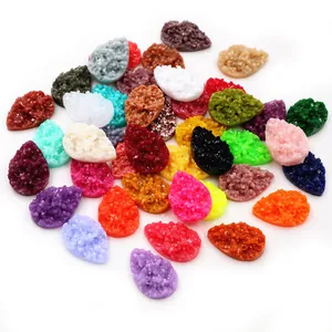 Colorful druzy resin teardrop cabochons for DIY jewelry making accessories set
