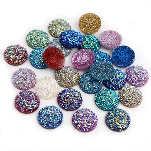Cabochon in Resina Druzy Tondi a Dorso Piatto Toppe Glitter Scintillanti per Creazione Gioielli Fai da Te Collane Orecchini Accessori Artigianali