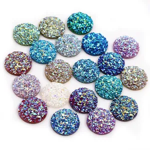 Cabochon tondi in resina druzy colorati con texture cristallina scintillante per gioielli DIY