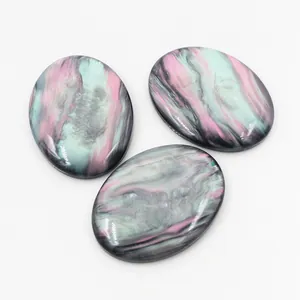 Cabochon en Résine Ovale à Dos Plat Texture Marbre Pierre Style Gemme Pour Fabrication de Bijoux Accessoire Bricolage Collier