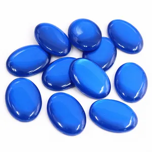 Deep blue oval resin cabochon flatback stones for DIY jewelry making and crafts