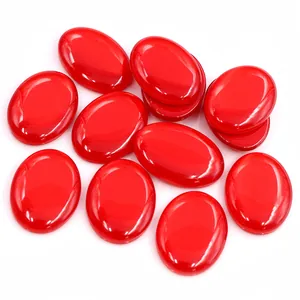 Polished red oval resin cabochon beads for DIY jewelry making and flatback settings