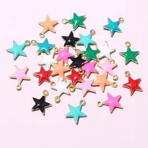 Colorful star-shaped enamel gold-plated pendants for DIY jewelry making accessories