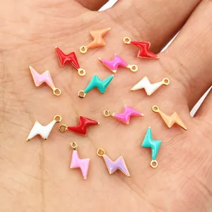 Colorful lightning bolt charms in stainless steel and enamel for DIY jewelry making