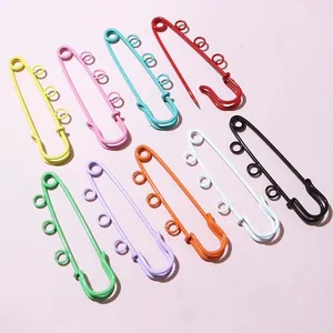 Colorful eco-friendly iron safety pins with multiple rings for DIY jewelry making and crafts
