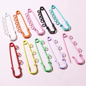 Colorful Painted Iron Safety Pins With Three Or Five Loops For DIY Jewelry Making Crafts Charms Brooch Finding Connector