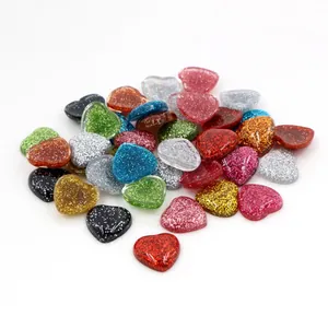 Cabochons en Résine Pailletée en Forme de Cœur pour Fabrication de Bijoux DIY Patch de Pierre Précieuse Cœur Flatback pour Accessoires d'Artisanat