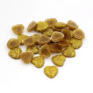 Cabochons cœur pailletés dorés 12mm pour création de bijoux DIY et décoration artisanale