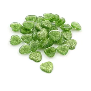 Cabochon coeur vert étincelant avec paillettes 12mm pour la création de bijoux DIY