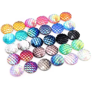 Irisierende runde Fischschuppen Harz Cabochons für DIY Schmuck in verschiedenen Farben