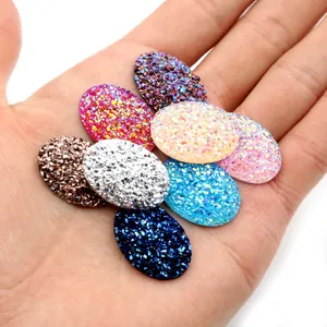 Cabochons ovales en résine pailletée de couleurs variées pour bijoux DIY et artisanat