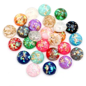 Mixed color resin druzy cabochons with gold foil flakes for DIY jewelry making