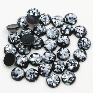 Cabochon Rotondo in Resina Trama Conchiglia Accessori Fai da Te Creazione Gioielli Fondo Piatto per Collane Orecchini Bianco Rosa Blu Nero