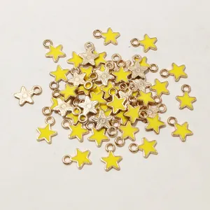 Sternanhänger aus Legierung mit gelber Emaille und goldener Basis für DIY-Schmuck