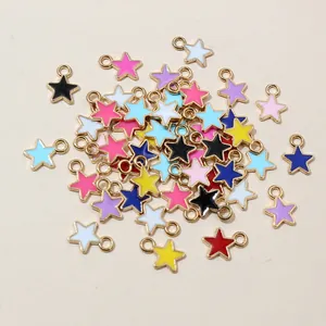 Mini Stern Emaille Anhänger Zinklegierung Vergoldet Emaille Tropfen Stern Anhänger Für DIY Schmuckherstellung Armband Halskette Ohrringe Bastelzubehör