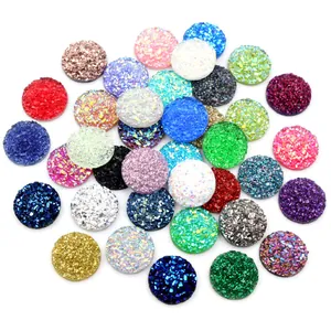Runde Glitzer-Harz-Cabochons mit Druzy-Textur für DIY-Schmuckherstellung und Accessoires