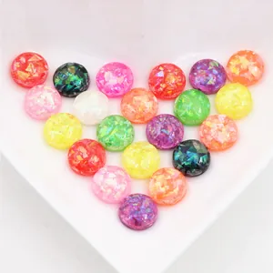 Cabochon tondi in resina scintillante con glitter colorati per gioielli fai-da-te e art