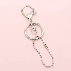 Catena a sfere argento con chiusura a moschettone e anello piatto per accessori fai-da-te