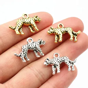 Vintage Legering 3D Luipaard Jachtluipaard Dier Hanger Antiek Goud Zilver Vergulde Bedels Voor DIY Ketting Armband Sieraden Maken