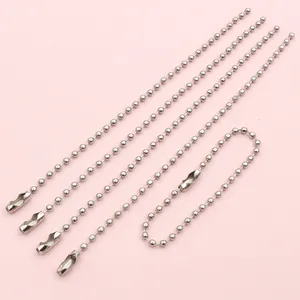 Catena a sfere in ferro argento 2mm con connettori per etichette e gioielli, lunga 11cm