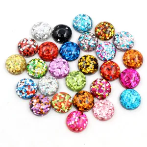 Bunte Glitzer Harz Cabochon Perlen für DIY Schmuckherstellung in gemischten Farben