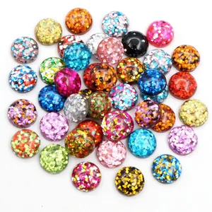 Runde Harz Glitzer Druzy Cabochons Flatback Pailletten Eingelegt Für DIY Schmuckherstellung Handwerk Zubehör Funkelnd
