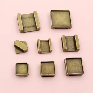 Vierkante antiek bronzen hangers en schuifgespen voor het maken van DIY-sieraden
