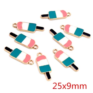 Detail of 25x9mm colorful alloy ice cream pendant with gold trim for DIY jewelry
