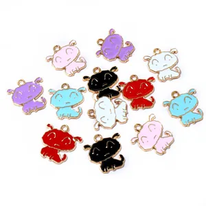 Cartoon Animal Dog Cat Alloy Enamel Pendants DIY Jewelry Making Supplies Charms For Necklace Earrings Bracelet Accessories
