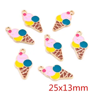 Detail of 25x13mm ice cream alloy pendants for DIY jewelry making in multi colors