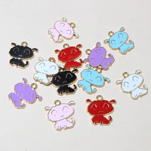 DIY colorful cartoon dog charms made of gold-plated alloy and enamel for jewelry making