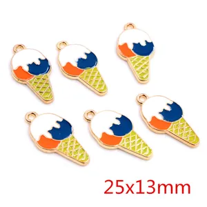 Macro detail of 25x13mm colorful enamel ice cream charms for jewelry making