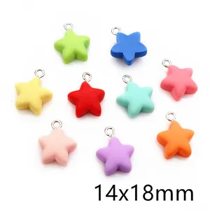 Macro view of 14x18mm colorful resin star charms with silver rings for DIY jewelry