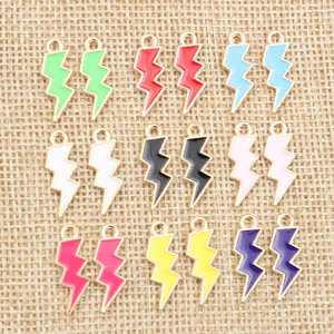 DIY colorful lightning bolt alloy pendants for handmade jewelry making in nine vibrant shades