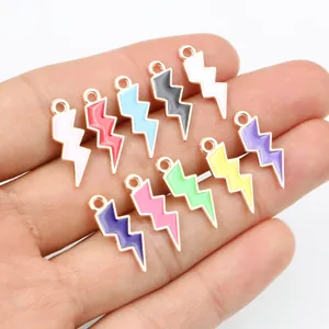Set of 10 colorful lightning bolt alloy pendants for DIY jewelry making accessories