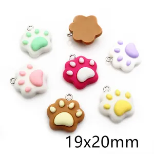 Detailed macro view of 19x20mm colorful resin cat paw pendants for DIY jewelry making
