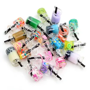 Mini Bubble Tea Bottle Drift Bottle Pendants For DIY Keychain Jewelry Making Miniature Dollhouse Accessories Resin Plastic Bottle Pendants