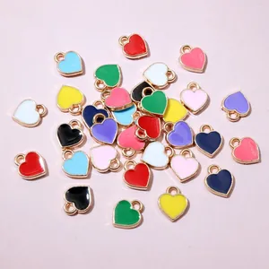 Mini Heart Pendants Zinc Alloy Enamel Drip Oil Charms For DIY Jewelry Making Necklace Bracelet Accessory Women Girl Gift