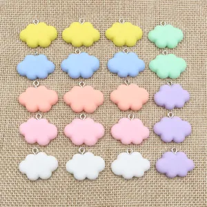 Colorful resin cloud pendants for DIY jewelry making in assorted macaron shades