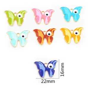 22x16mm Schmetterling-Anhänger aus Legierung mit Marmor-Emaille und Augen-Mustern