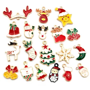 Lot de 19 pendentifs de Noël en émail coloré avec renne et bonhomme de neige pour bijoux DIY