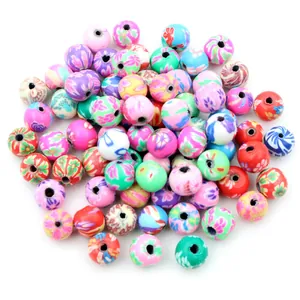 Perles rondes en pâte polymère colorée de 6-10mm pour la création de bijoux DIY