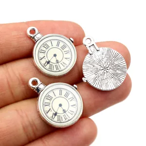 Vintage Uhr-Anhänger aus Legierung mit römischen Ziffern für DIY Schmuckherstellung