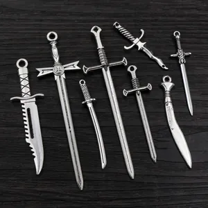 Set aus Schwert- und Dolchanhängern aus Legierung für DIY-Schmuck mit Vintage-Metall-Finish