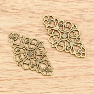 Vintage Bronze Verbinder mit Rautenmuster und barocker Verzierung für DIY-Schmuckherstellung