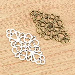 Rhomben-Muster Legierung Charms Verbinder für DIY Schmuckherstellung in Silber und Bronze