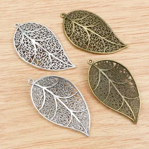 Hohlblatt-Legierungsanhänger in Silber und Bronze für DIY-Schmuckherstellung