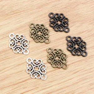 Hohle Blumenanhänger aus Legierung für DIY-Schmuck in Silber, Bronze und Schwarz