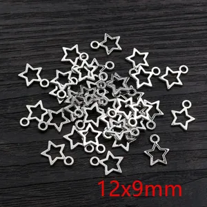 Detailansicht der 12x9mm hohlen Stern-Legierungsanhänger für DIY Schmuck in Silber